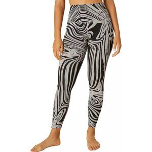 Beyond Yoga High Waisted Midi Leggings in Gray Swirl Jacquard L black